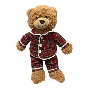 John Lewis London Collectible Plush Teddy Bear Plaid Pants Shirt Pajamas 10 Inch